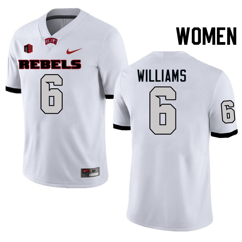 Women #6 Hajj-Malik Williams UNLV Rebels College Football Jerseys Stitched-White